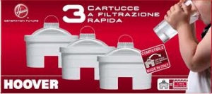 3 Filtri Caraffa Depuratrice Acqua Hoover Originali Adattabili alla Maggior Parte delle Caraffe in Commercio