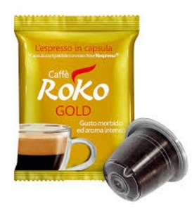 100 Capsula Caffè Roko compatibile Nespresso miscela GOLD gusto "Morbido ed Aroma Intenso"