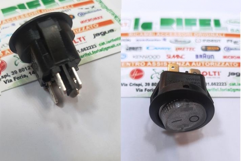 Interruttore Tasto Accensione Faber Rotondo 4 contatti on/off con spia luminosa